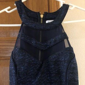 New Honey and Rosie Sleevelss High Neck Illusion Skater Mini Dress Navy NWT S